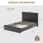 Letto imbottito in pelle sintetica con contenitore e doghe in legno