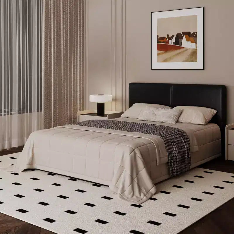 PU Leather Upholstered Platform Bed with Under-Bed Storage and Wood Slats