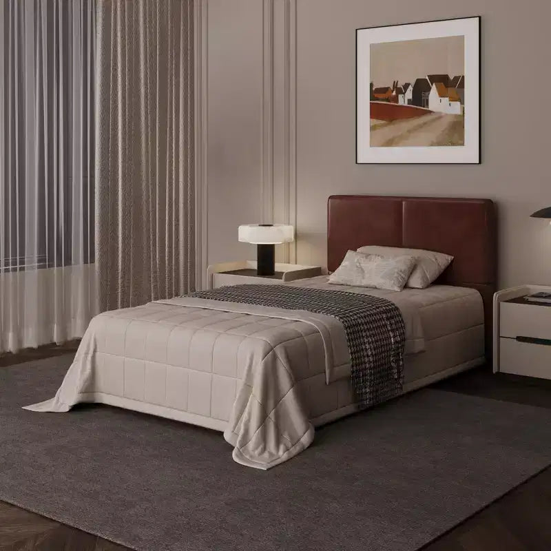 PU Leather Upholstered Platform Bed with Under-Bed Storage and Wood Slats