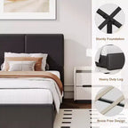 Letto imbottito in pelle sintetica con contenitore e doghe in legno