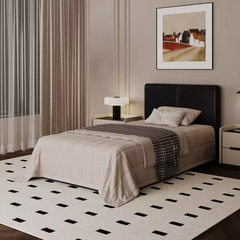 PU Leather Upholstered Platform Bed with Under-Bed Storage and Wood Slats