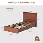 Letto imbottito in pelle sintetica con contenitore e doghe in legno
