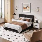 Upholstered Platform Bed Frame with Wood Slat Support for Bedroom