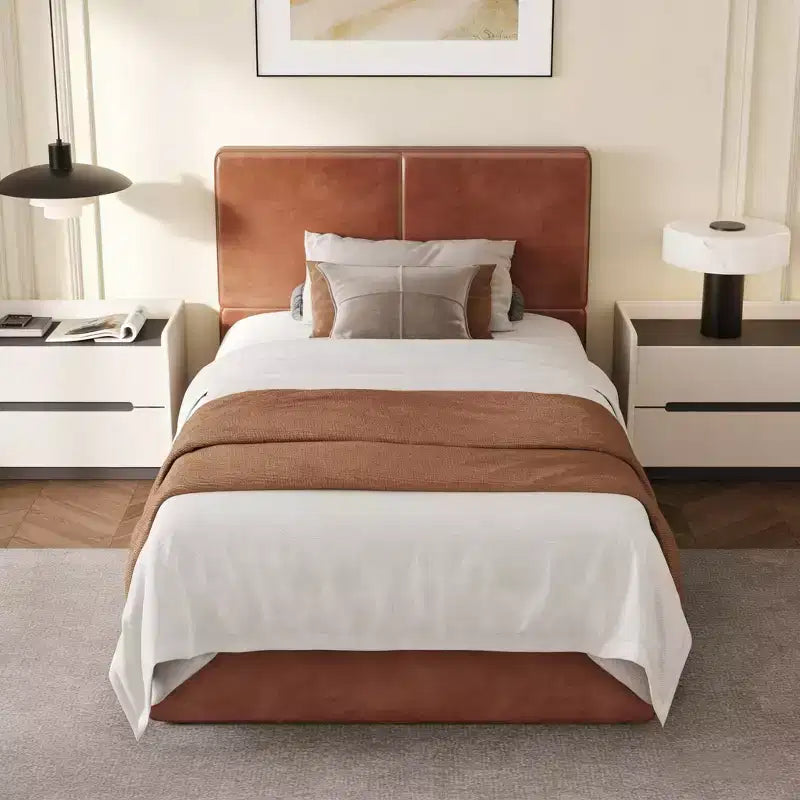 PU Leather Upholstered Platform Bed with Under-Bed Storage and Wood Slats