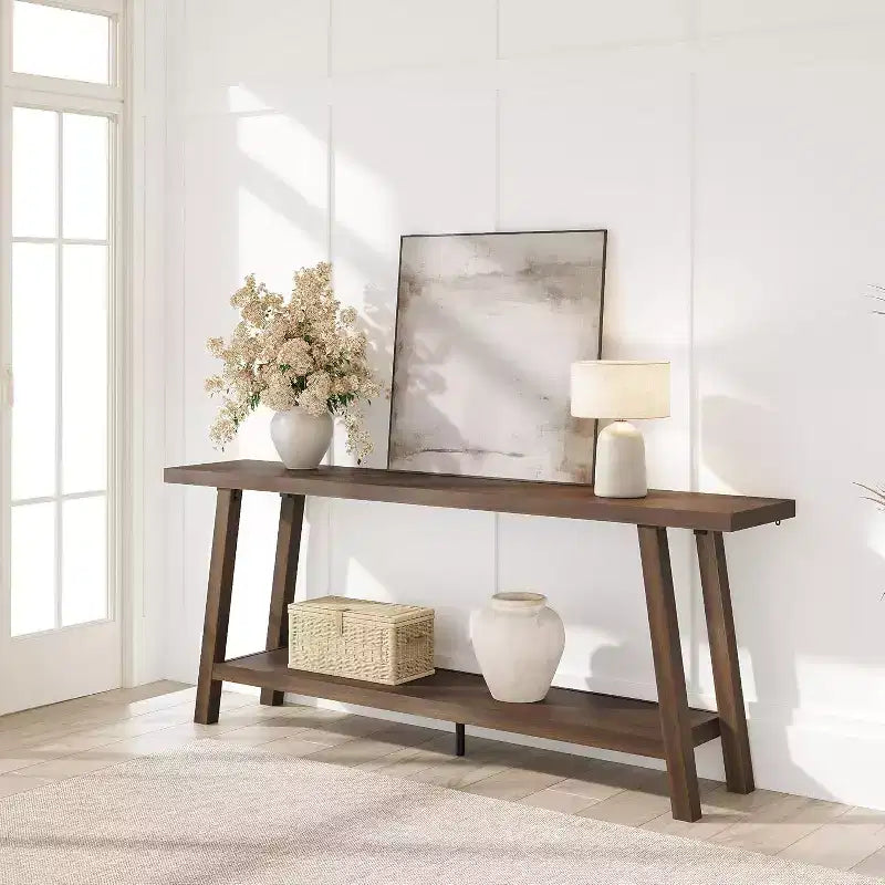 MDF 2-Tier Console Table with Lower Shelf 71''