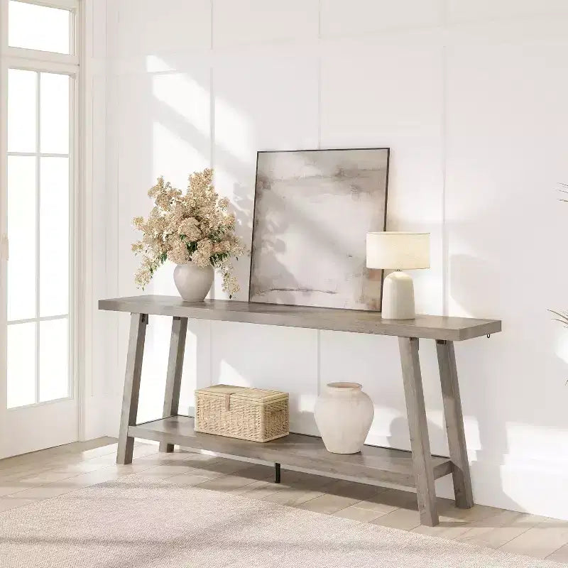 MDF 2-Tier Console Table with Lower Shelf 71''