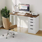 47 Computer Desk with 5 Drawers, Wooden Home Office Desk with Storage, Modern Laptop Desk Writing Table for Small Spaces, Home Office, Bedroom