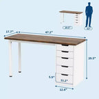 Scrivania per computer in legno con 5 cassetti 120 cm