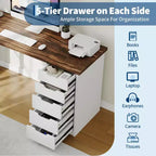Scrivania per computer in legno con 5 cassetti 120 cm