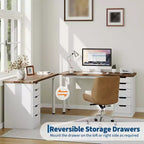 Scrivania per computer in legno con 5 cassetti 120 cm