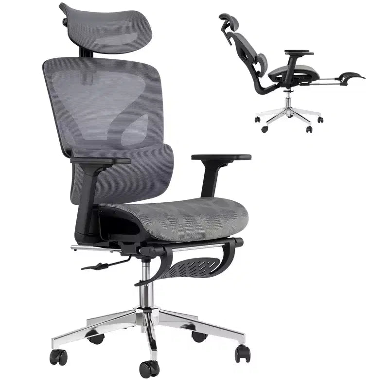 Mesh Ergonomic Office Chair with 4D Armrests, Lumbar Support and Footrest