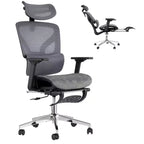 Sedia da ufficio ergonomica in rete con braccioli 4D, supporto lombare e poggiapiedi