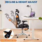 Sedia da ufficio ergonomica in rete con braccioli 4D, supporto lombare e poggiapiedi