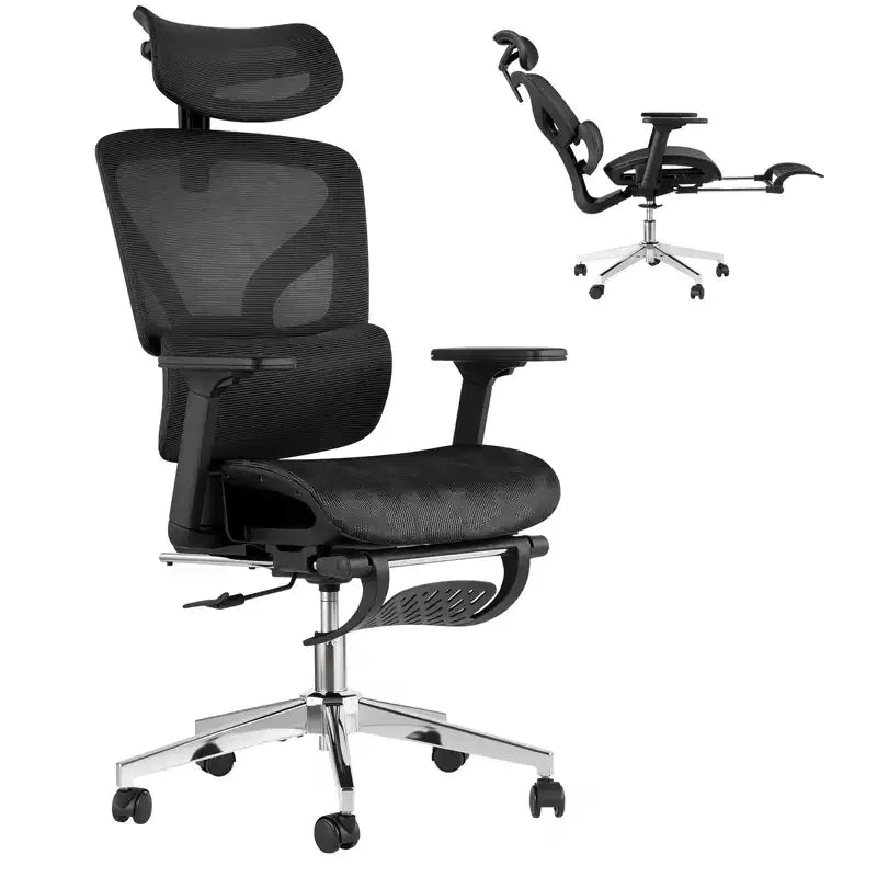 Mesh Ergonomic Office Chair with 4D Armrests, Lumbar Support and Footrest