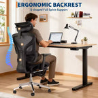 Sedia da ufficio ergonomica in rete con braccioli 4D, supporto lombare e poggiapiedi