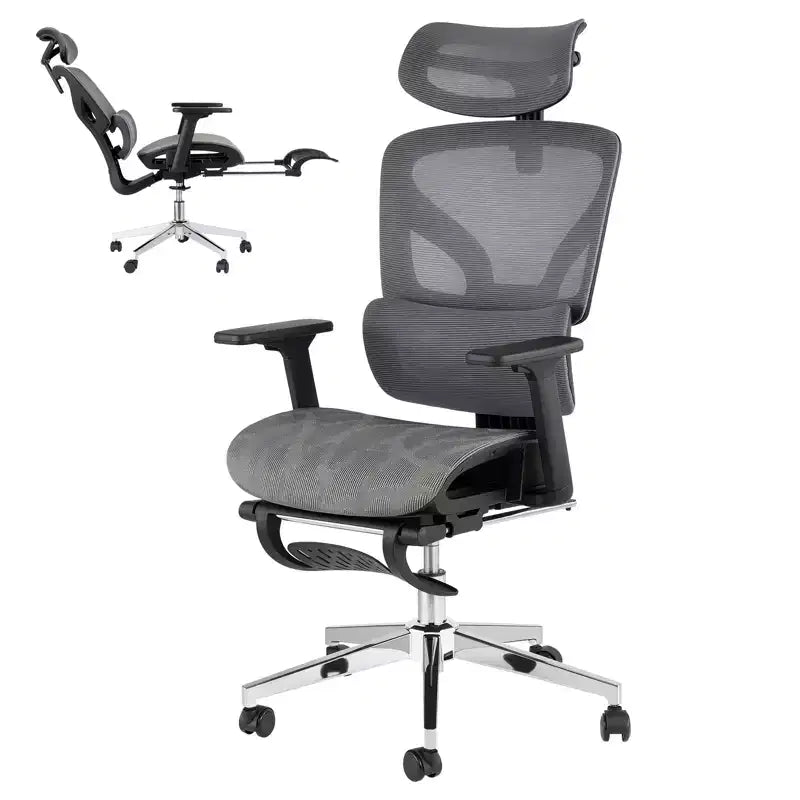 Mesh Ergonomic Office Chair with 4D Armrests, Lumbar Support and Footrest