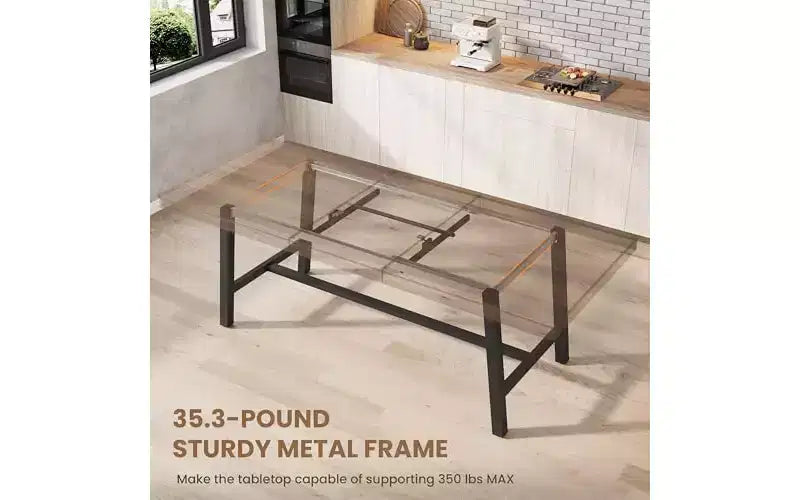 Metal Frame MDF Extendable Dining Table 63''-83''x30''