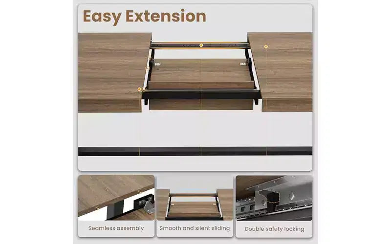 Metal Frame MDF Extendable Dining Table 63''-83''x30''