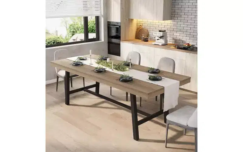 Metal Frame MDF Extendable Dining Table 63''-83''x30''