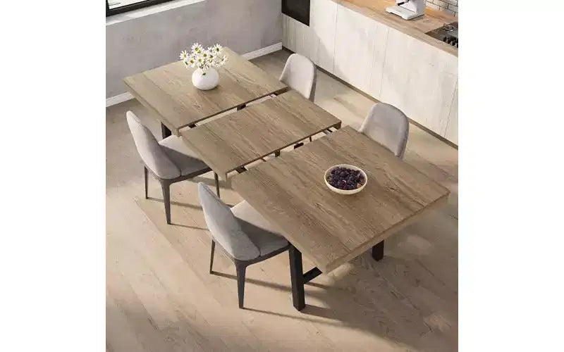 Metal Frame MDF Extendable Dining Table 63''-83''x30''