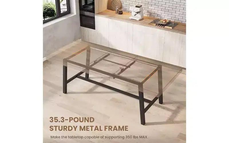 Metal Frame MDF Extendable Dining Table 63''-83''x30''