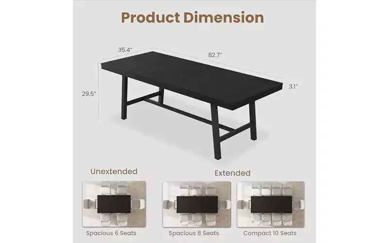 Metal Frame MDF Extendable Dining Table 63''-83''x30''
