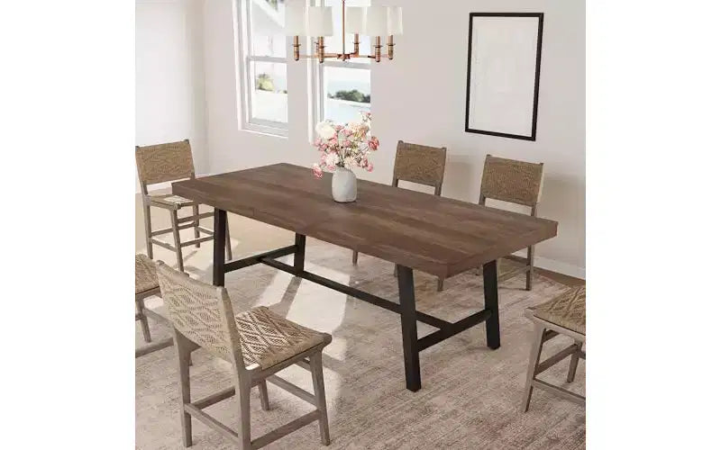 Metal Frame MDF Extendable Dining Table 63''-83''x30''