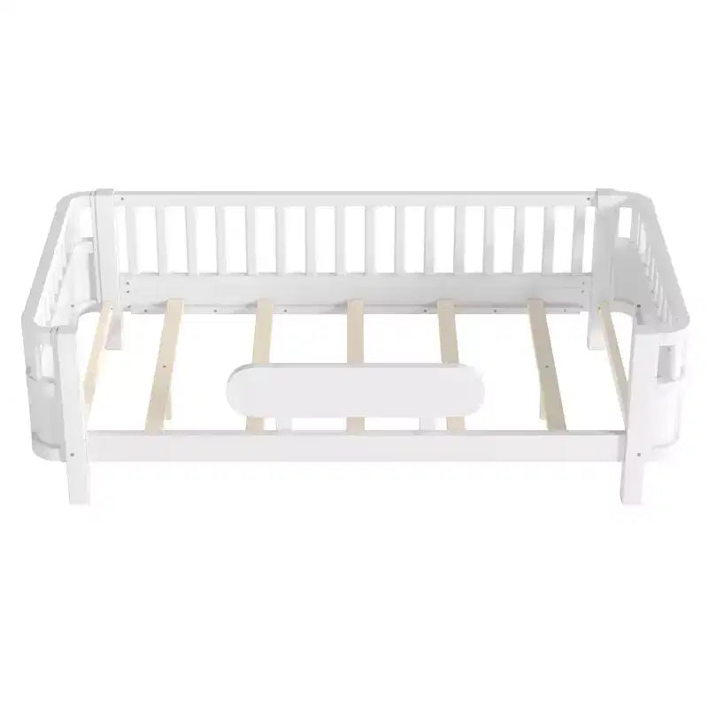 MDF Pine Plywood Kids Platform Bed with Detachable Guardrails 78.7''x41.5''x24''