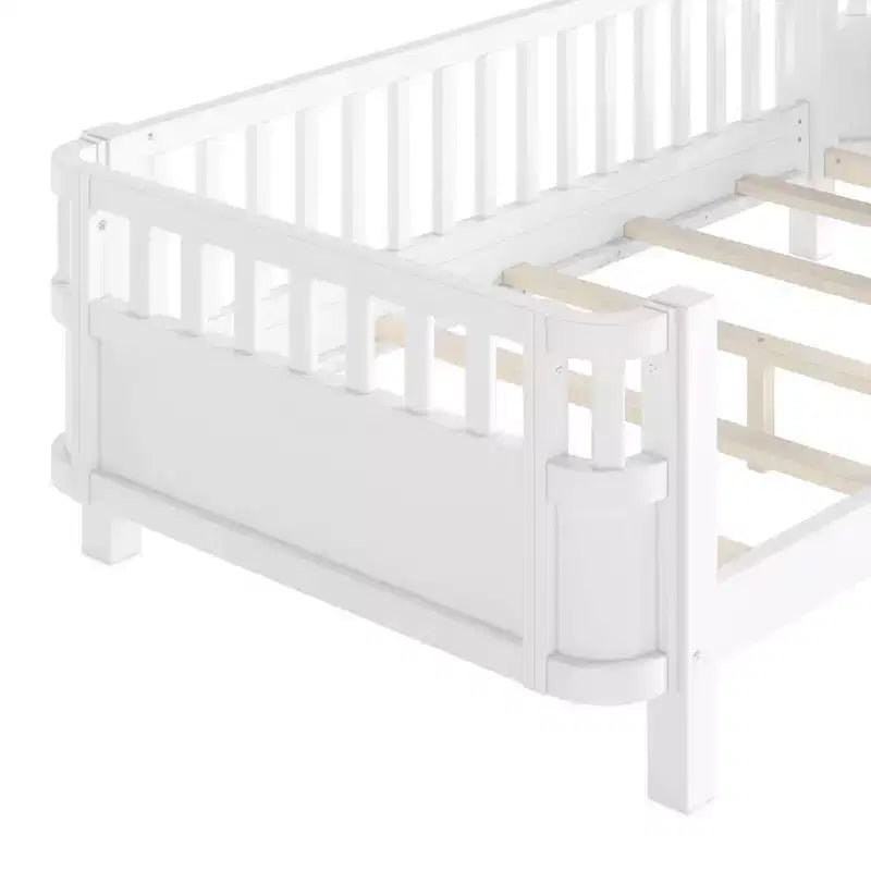 MDF Pine Plywood Kids Platform Bed with Detachable Guardrails 78.7''x41.5''x24''
