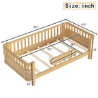 Letto a piattaforma per bambini in compensato di pino MDF con sponde staccabili 78,7''x41,5''x24''