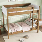 GDFStudio Grant Modern Rubber Wooden Twin Over Twin Bunk Bed with Boucle Upholstered Headboard