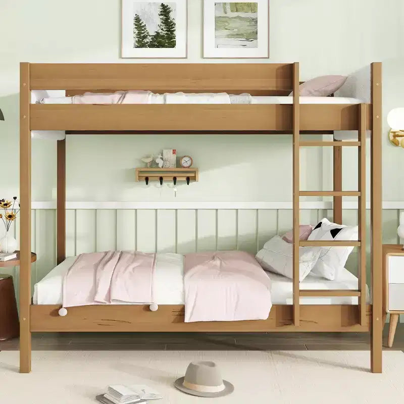 Rubberwood Twin Over Twin Bunk Bed 79''x42''x65''