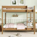 Letto a castello in legno di gomma, due letti singoli, 200x107x165 cm