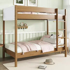 Letto a castello in legno di gomma, due letti singoli, 200x107x165 cm