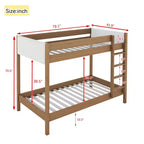 Letto a castello in legno di gomma, due letti singoli, 200x107x165 cm