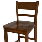 Sgabello da bar in legno di gomma con schienale a doghe, altezza bancone, 61 cm