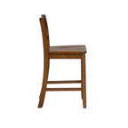 Sgabello da bar in legno di gomma con schienale a doghe, altezza bancone, 61 cm