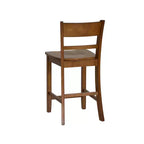 Sgabello da bar in legno di gomma con schienale a doghe, altezza bancone, 61 cm