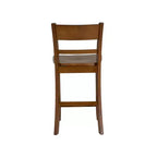 Sgabello da bar in legno di gomma con schienale a doghe, altezza bancone, 61 cm