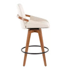 Sgabello da bar con struttura in bambù e seduta imbottita, altezza bancone, 65 cm