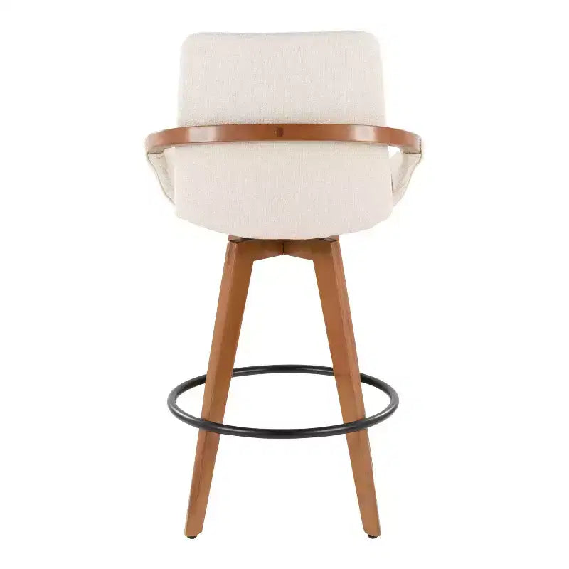 Bamboo Frame Counter Height Barstool with Upholstered Seat 25.5''