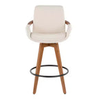 Sgabello da bar con struttura in bambù e seduta imbottita, altezza bancone, 65 cm