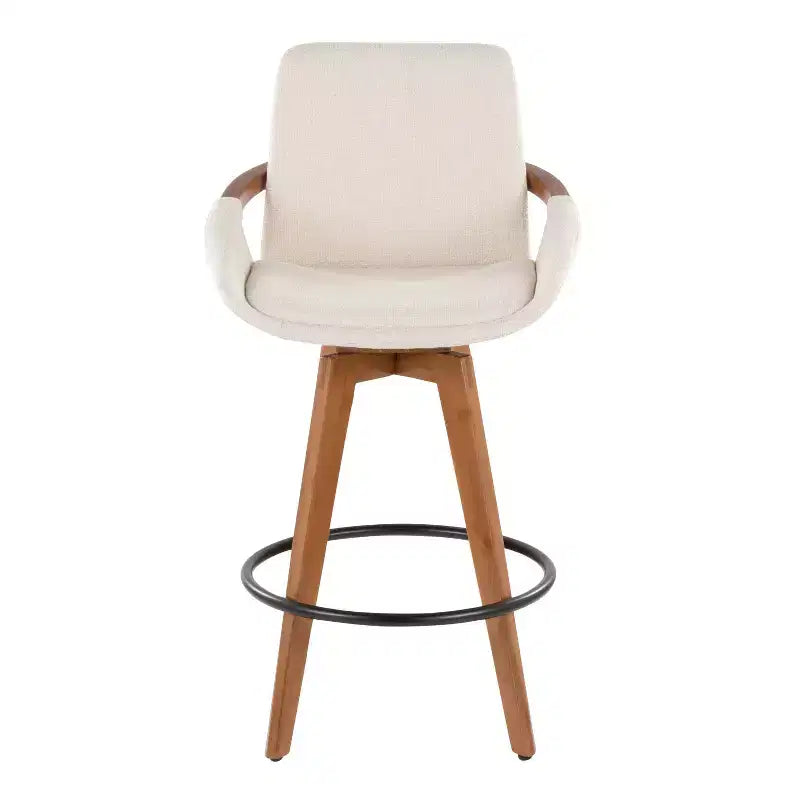 Bamboo Frame Counter Height Barstool with Upholstered Seat 25.5''