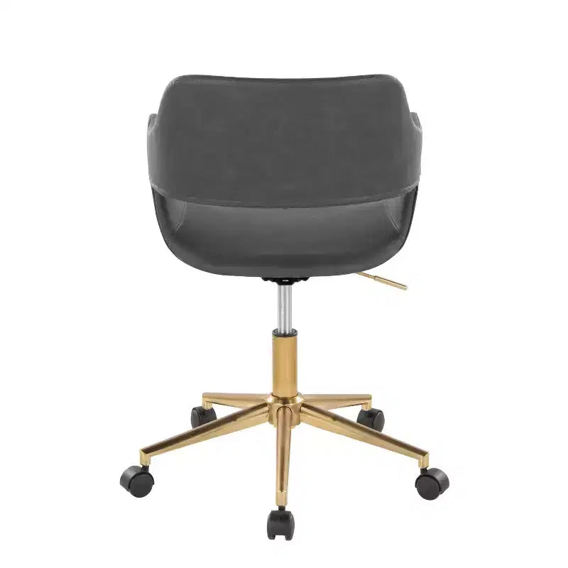 Metal Frame PU Leather Task Chair with Gold Base and Casters