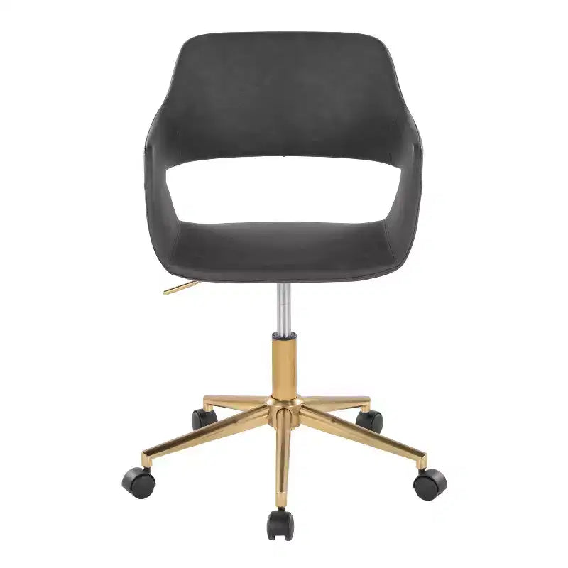 Metal Frame PU Leather Task Chair with Gold Base and Casters