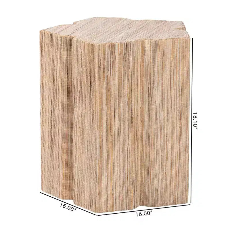 Woven Grasscloth End Table with MDF Frame 16''x16''x18.1''