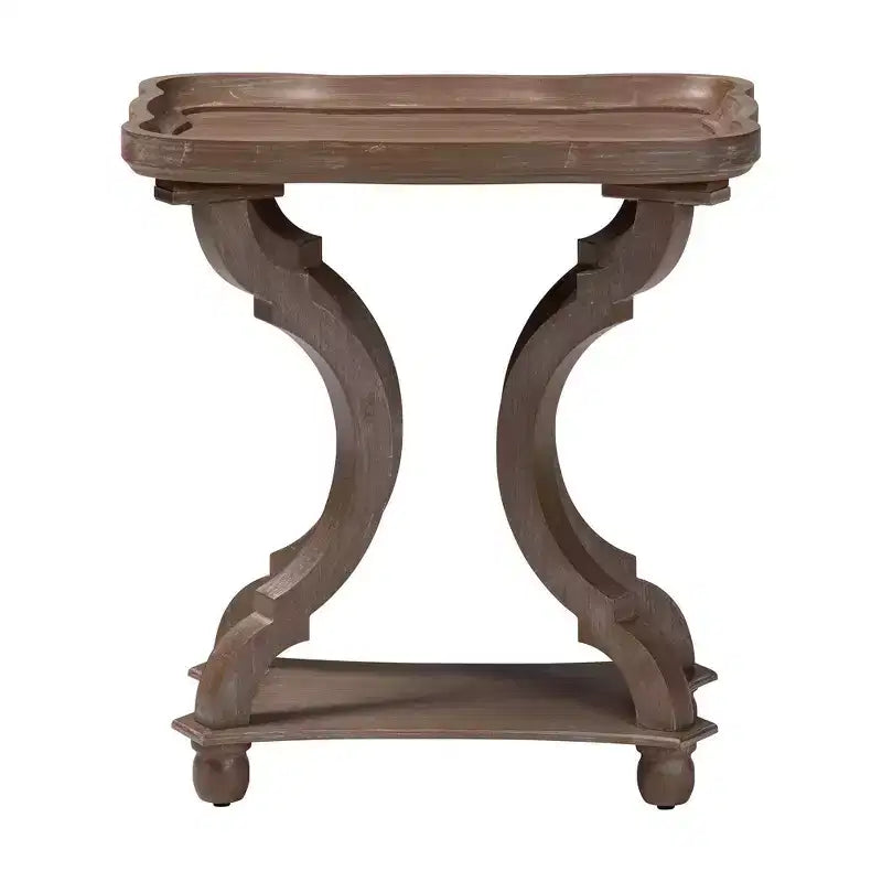 MDF End Table with Lower Shelf and Stepped Legs 22''x14.8''x24''