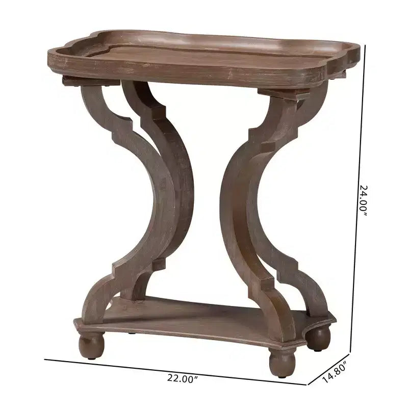 MDF End Table with Lower Shelf and Stepped Legs 22''x14.8''x24''