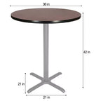 Tavolo da pranzo rotondo da 42" altezza bar con base a X