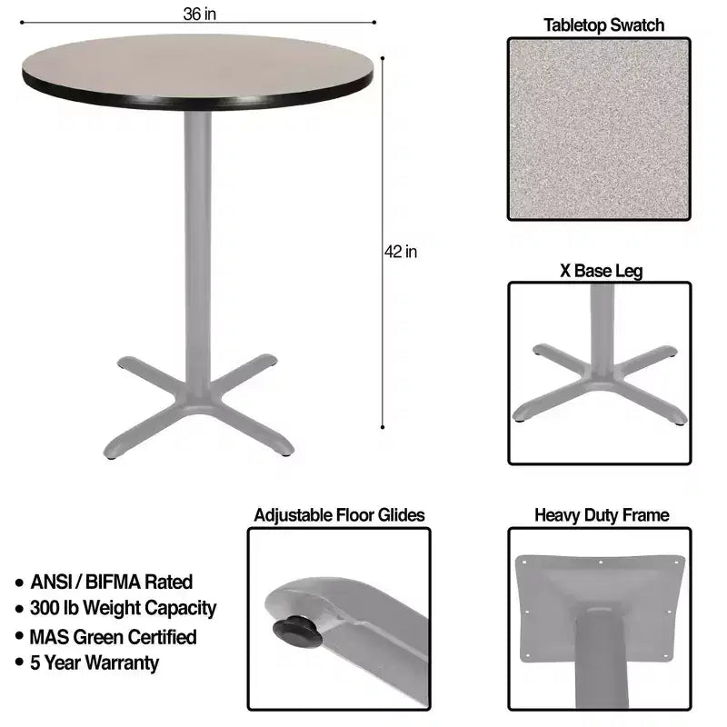 Hampden Furnishings 42" Bennet Collection Round with X Base Dining Bar Height Table